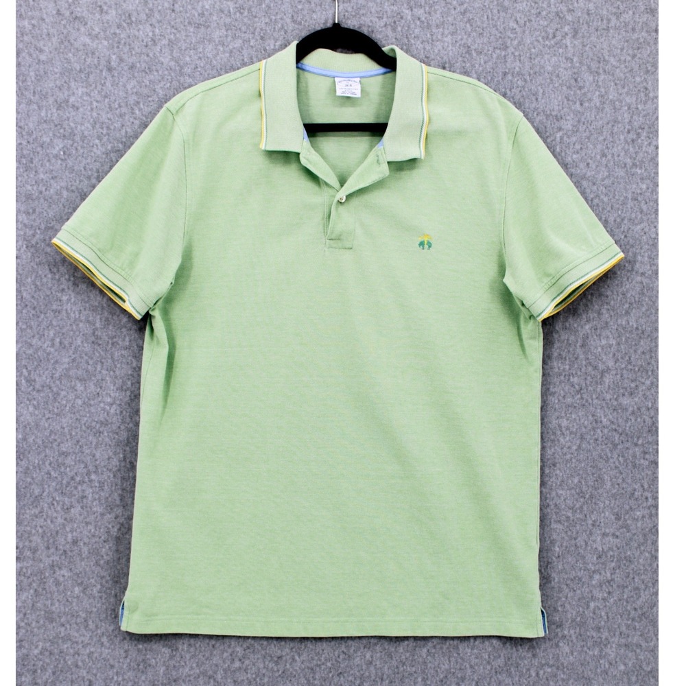 Brooks Brothers Golden Fleece Polo Shirt Mens XL Lime Green Tipped Pique Cotton